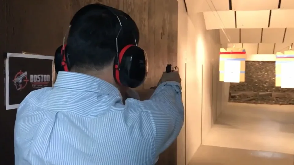 A student's view down their own lane on the indoor range.